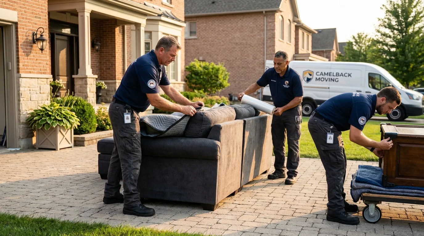 Large estate moving crew wrapping furniture in Valrico, FL